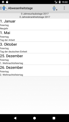 Bildschirm App Arbeitszeitkonto Abwesenheiten